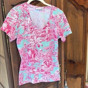 Pink and Blue Women's Top